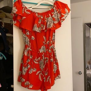 Yumi kim orange floral romper in S